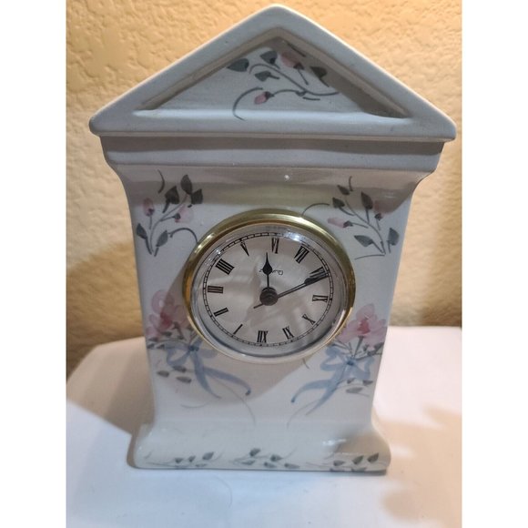 Quartz Mantle Clock Fine Bone China made in usa hand painted - Picture 1 of 12